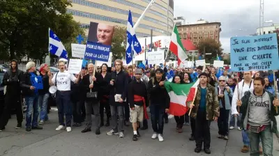 Pro-Charter Demonstrators March in Montreal Streets