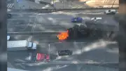 Eastbound Gardiner Blocked After Vehicle Fire on Downtown Toronto Highway