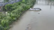 Edmonton Riverboat Stranded on Sandbar in North Saskatchewan River