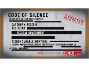Federal Government Wins Code of Silence Award for Secrecy