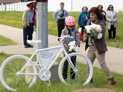 Ghost bike memorial for Edmonton cyclist also warns about speeding dangers