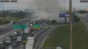 Smoke from Grass Fire Reduces Visibility on Hwy. 400 North of Toronto